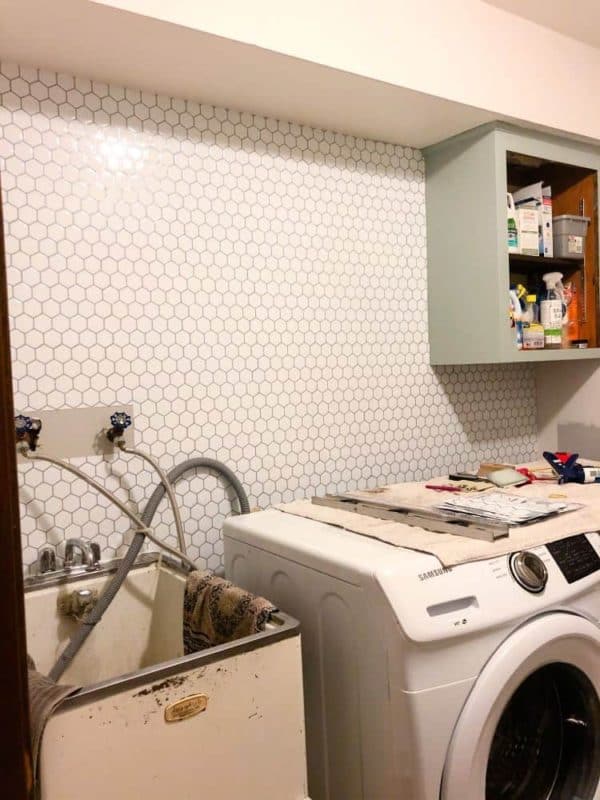 Laundry Room Makeover With DIY Peel + Stick Tiles | Caitlin De Lay Blog